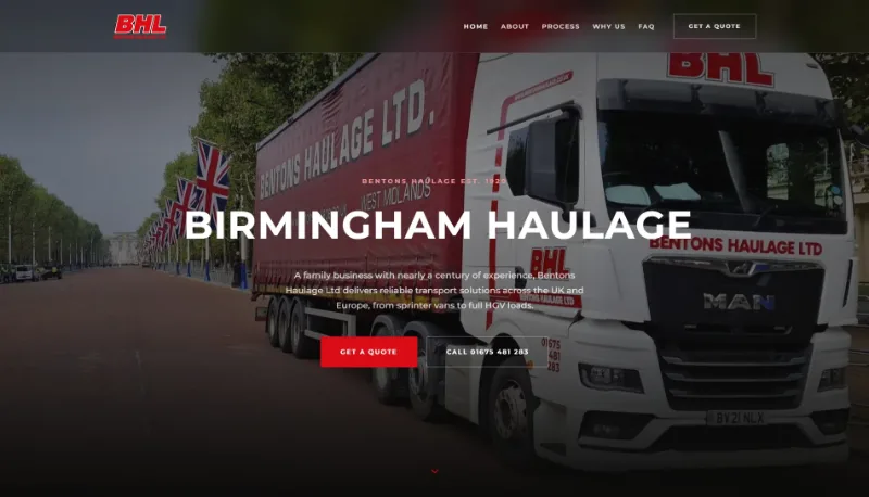 Bentons Haulage website designed by Luxe Websites
